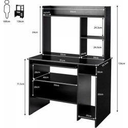 Costway HW66313BK psací stůl černý 91 cm x 50,5 cm