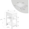 Noční stolek WOLTU s funkcí nabíjení, 2 zásuvky, 2 USB porty, 30x65x45 cm, bílý