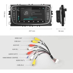 PODOFO 2din Autorádio Ford Galaxy Focus Mondeo S-Max Galaxy C-Max Focus Kuga, GPS Navigace Android