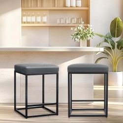 ALPHA HOME Sada 2 barových židlí s výškou pultu 24 palců, čalouněné barové židle pro kuchyňský ostrůvek