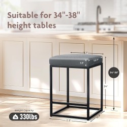 ALPHA HOME Sada 2 barových židlí s výškou pultu 24 palců, čalouněné barové židle pro kuchyňský ostrůvek