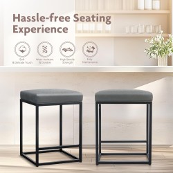 ALPHA HOME Sada 2 barových židlí s výškou pultu 24 palců, čalouněné barové židle pro kuchyňský ostrůvek