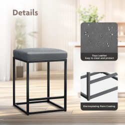 ALPHA HOME Sada 2 barových židlí s výškou pultu 24 palců, čalouněné barové židle pro kuchyňský ostrůvek