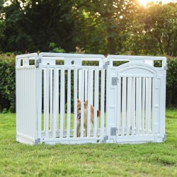 Puppy Playpen, skládací psí ohrádka s dvířky, štěněcí ohrádka do bytu, robustní a hladká, snadná instalace, (130x65x80cm)