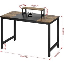 eSituro Psací stůl se stojanem na monitor 120 x 60 cm, ocelová konstrukce